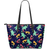 Shark Bite Pattern Large Leather Tote Bag