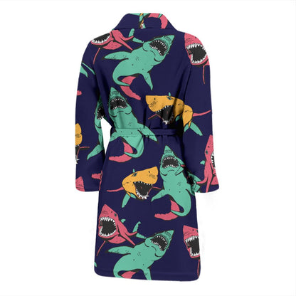 Shark Bite Pattern Men Bath Robe