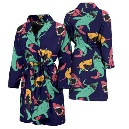 Shark Bite Pattern Men Bath Robe