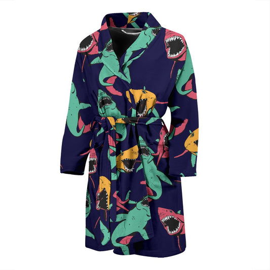 Shark Bite Pattern Men Bath Robe