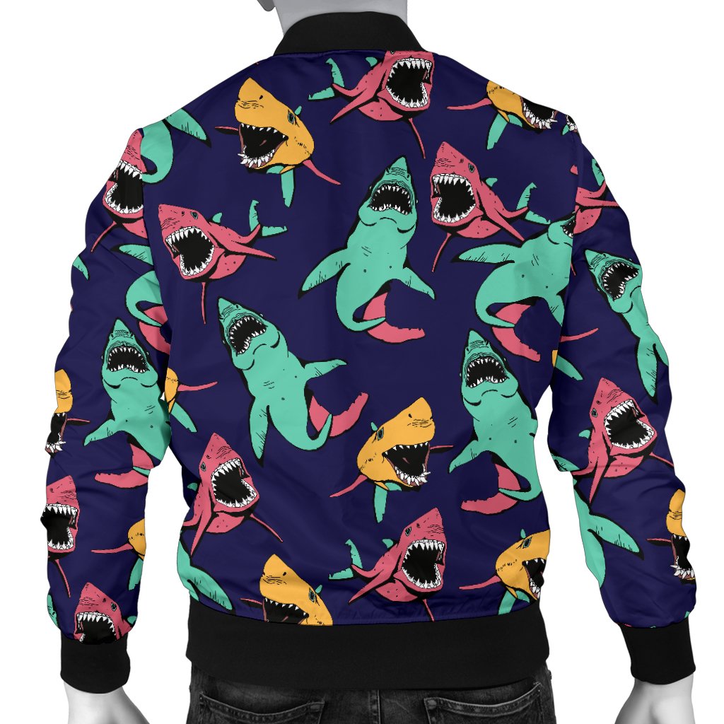 Shark Bite Pattern Men Casual Bomber Jacket