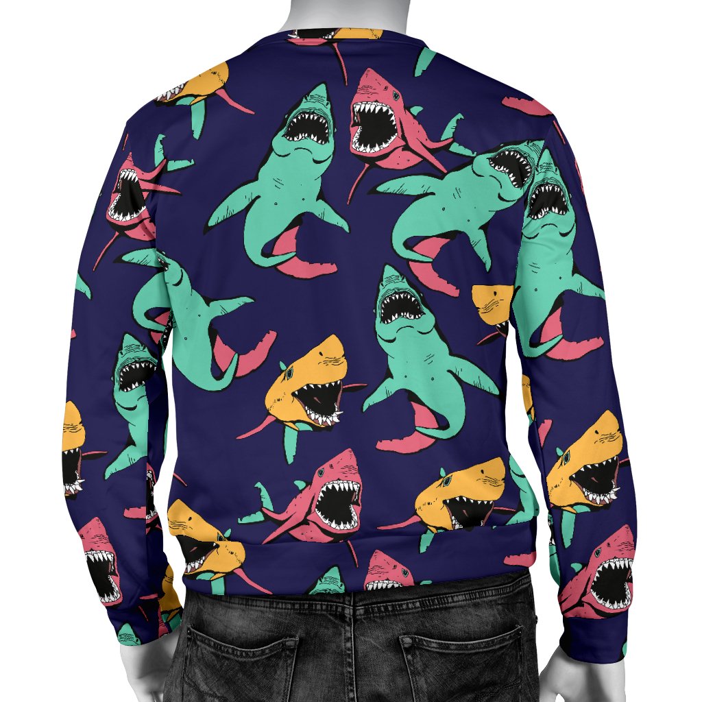 Shark Bite Pattern Men Crewneck Sweatshirt