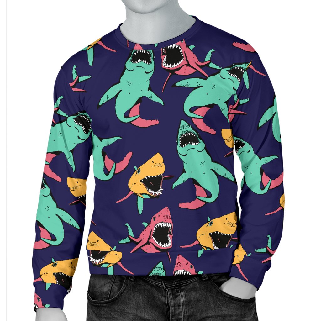 Shark Bite Pattern Men Crewneck Sweatshirt