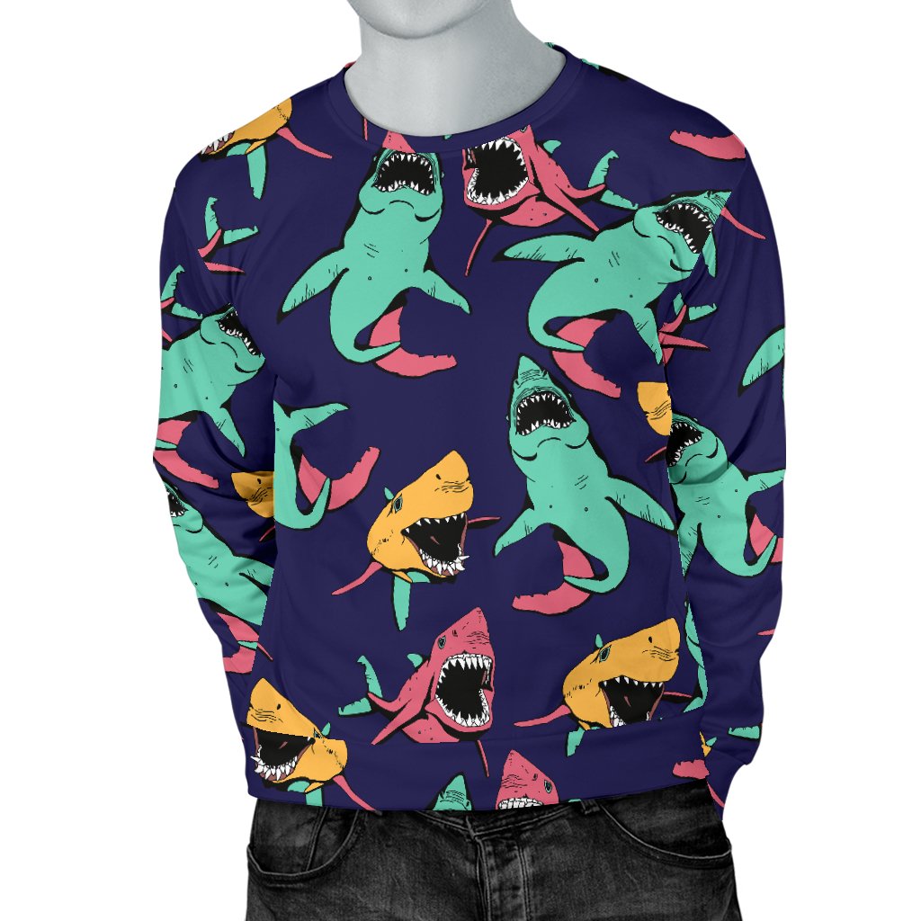 Shark Bite Pattern Men Crewneck Sweatshirt