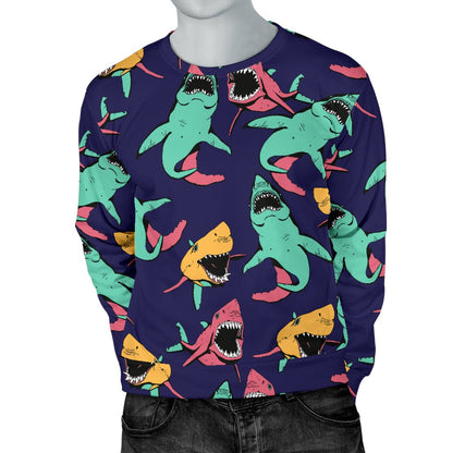 Shark Bite Pattern Men Crewneck Sweatshirt