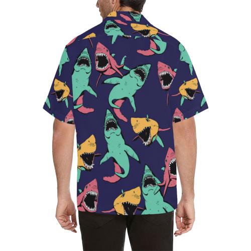 Shark Bite Pattern Men Hawaiian Shirt