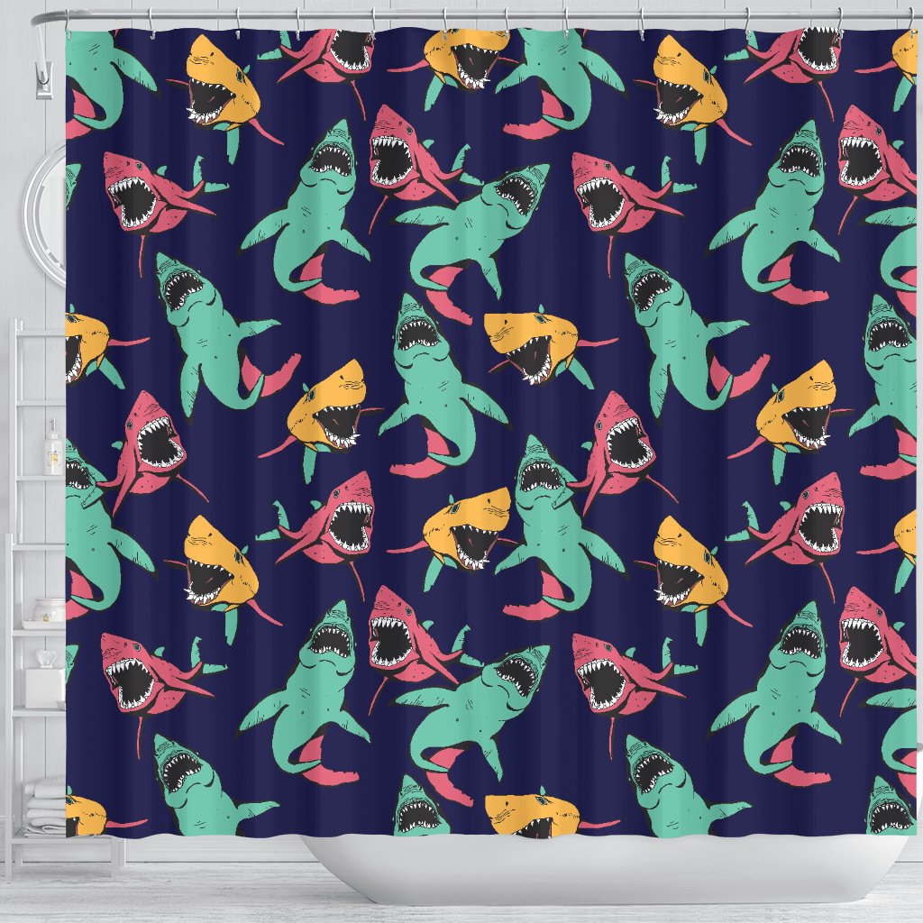 Shark Bite Pattern Shower Curtain