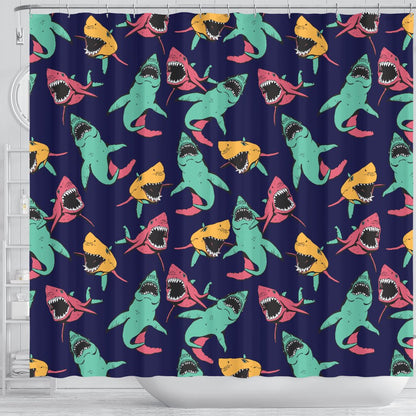 Shark Bite Pattern Shower Curtain