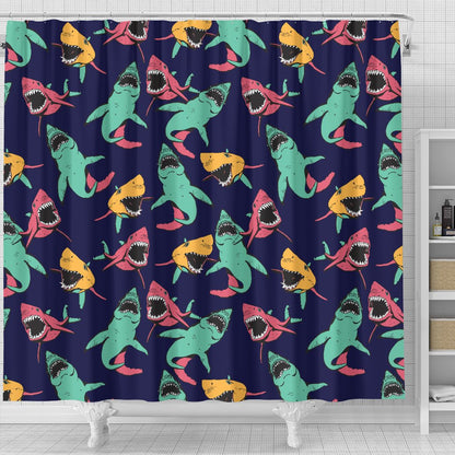 Shark Bite Pattern Shower Curtain