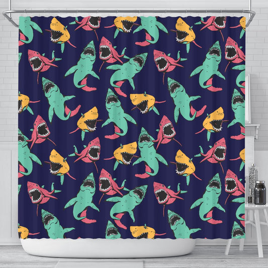 Shark Bite Pattern Shower Curtain