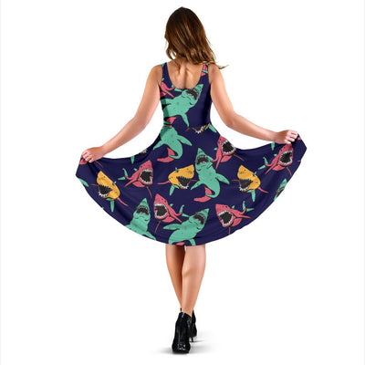 Shark Bite Pattern Sleeveless Mini Dress