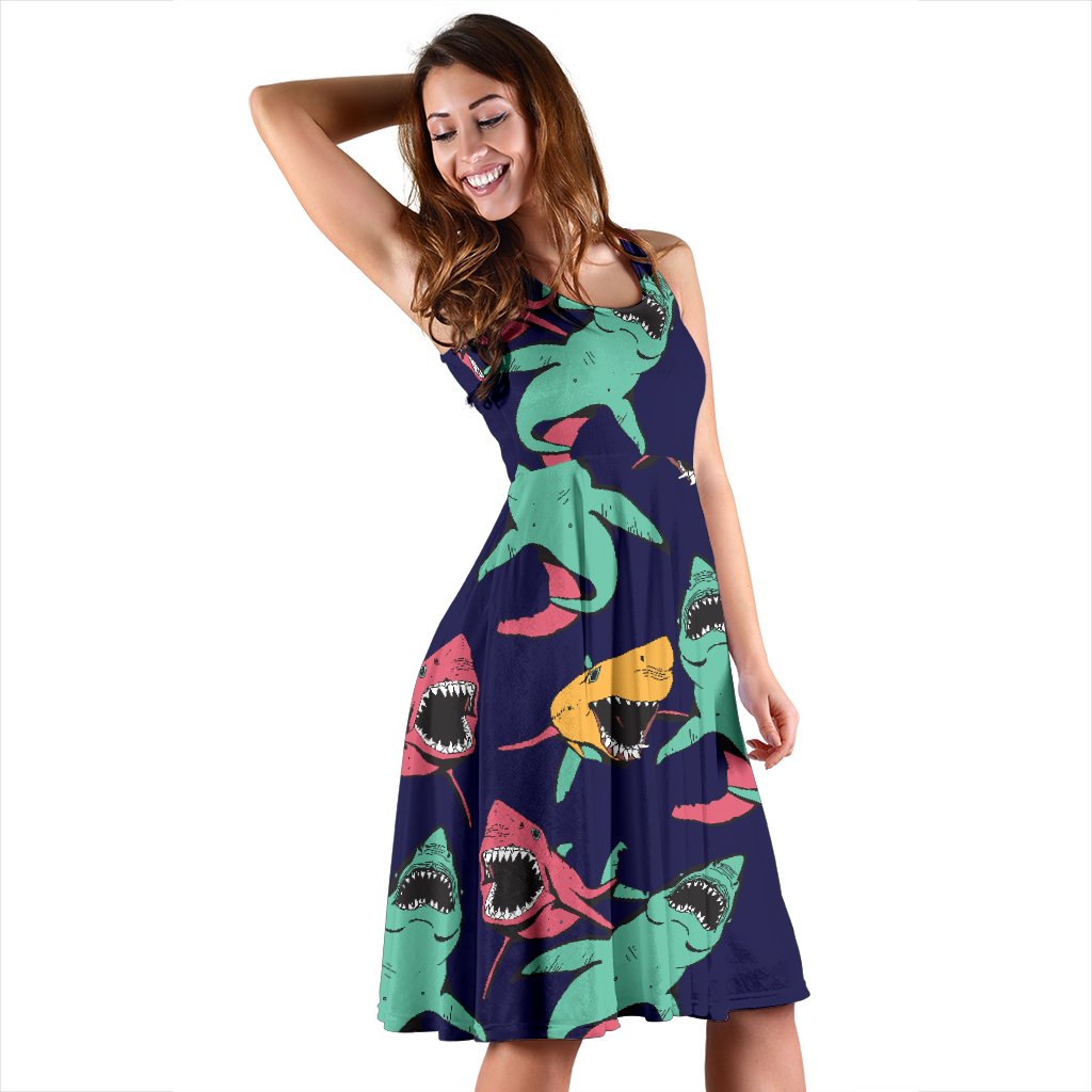 Shark Bite Pattern Sleeveless Mini Dress