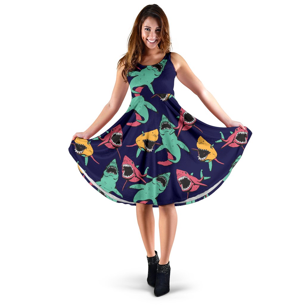 Shark Bite Pattern Sleeveless Mini Dress