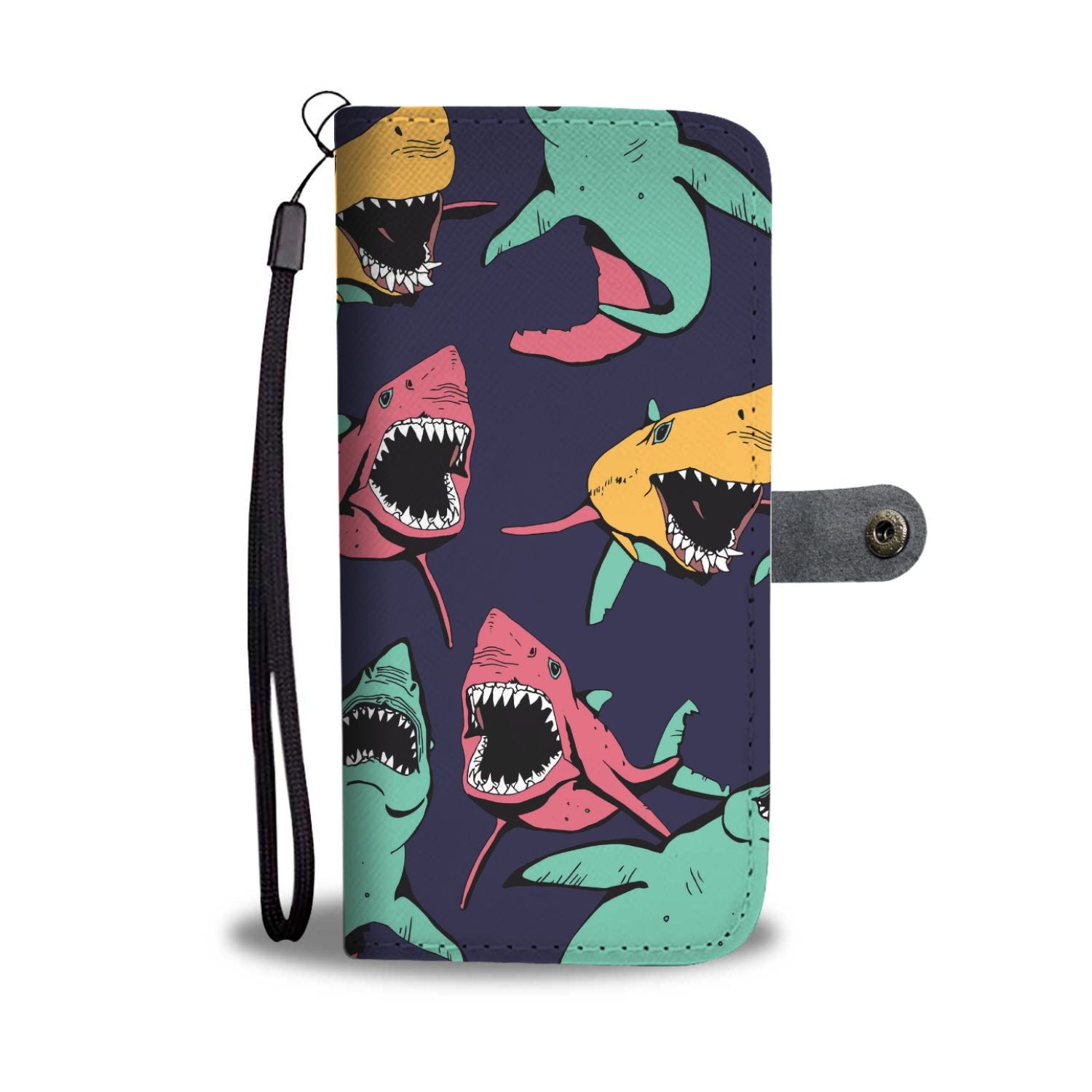 Shark Bite Pattern Wallet Phone Case