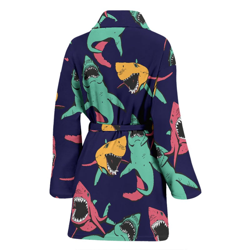 Shark Bite Pattern Women Bath Robe