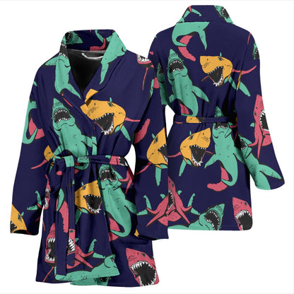 Shark Bite Pattern Women Bath Robe