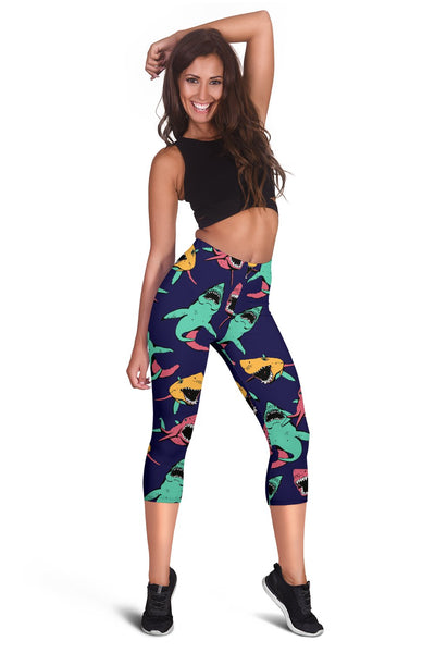 Shark Bite Pattern Women Capris