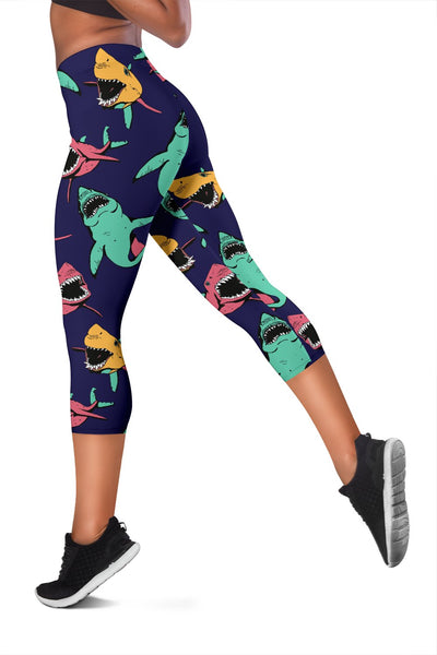 Shark Bite Pattern Women Capris