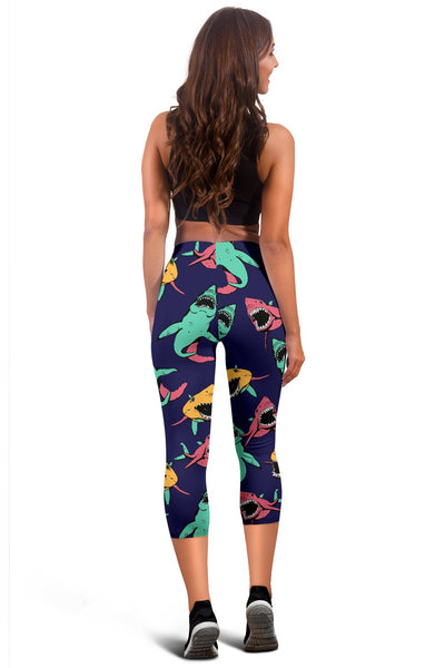 Shark Bite Pattern Women Capris