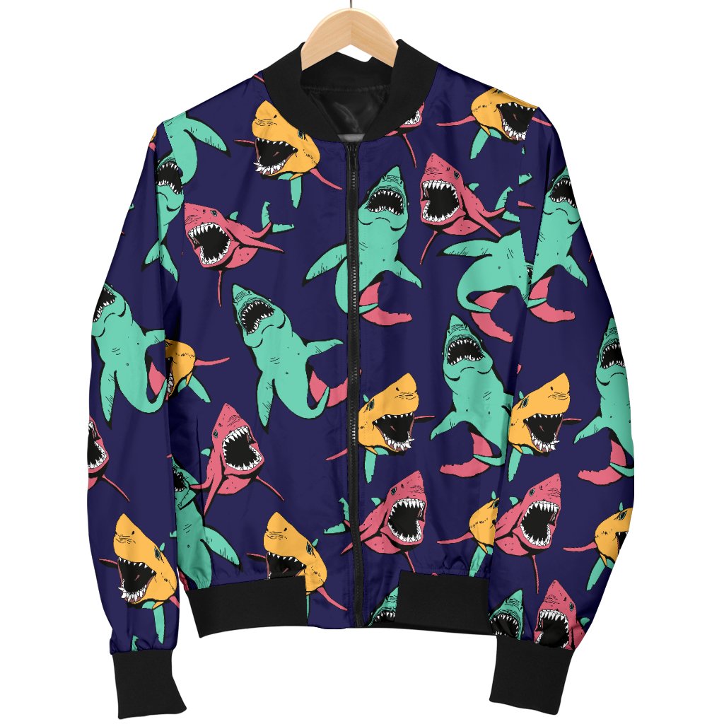 Shark Bite Pattern Women Casual Bomber Jacket