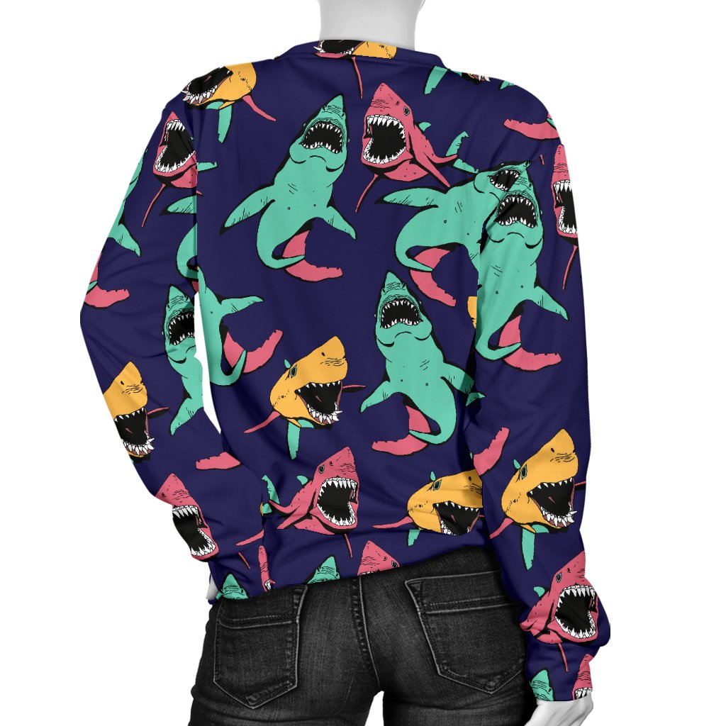 Shark Bite Pattern Women Crewneck Sweatshirt