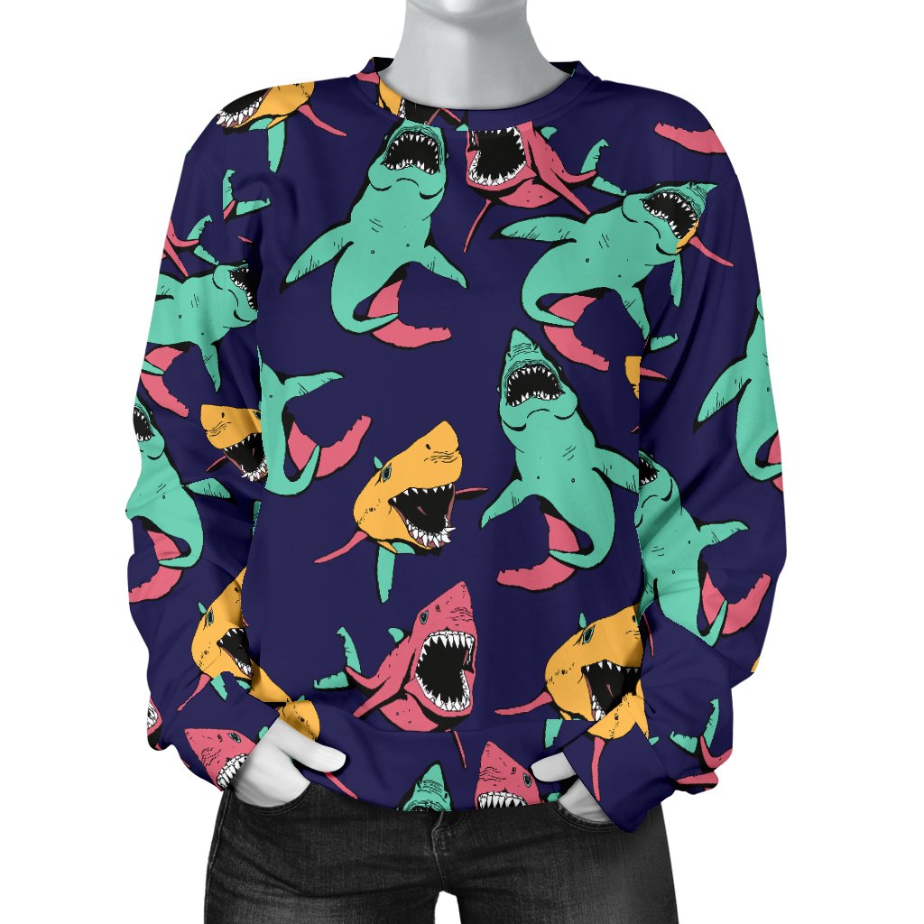 Shark Bite Pattern Women Crewneck Sweatshirt