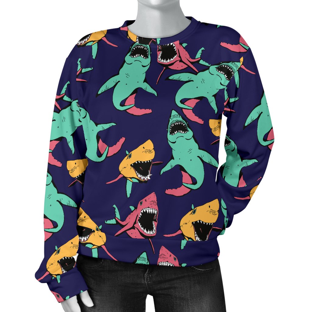 Shark Bite Pattern Women Crewneck Sweatshirt