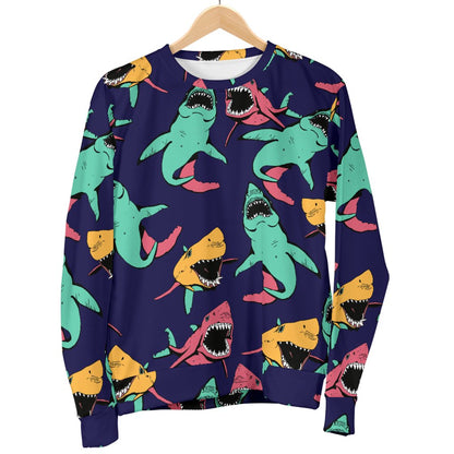 Shark Bite Pattern Women Crewneck Sweatshirt