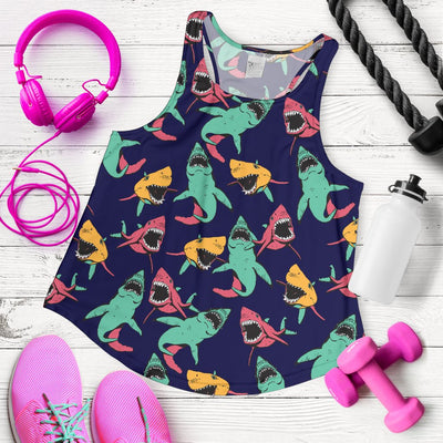 Shark Bite Pattern Women Racerback Tank Top