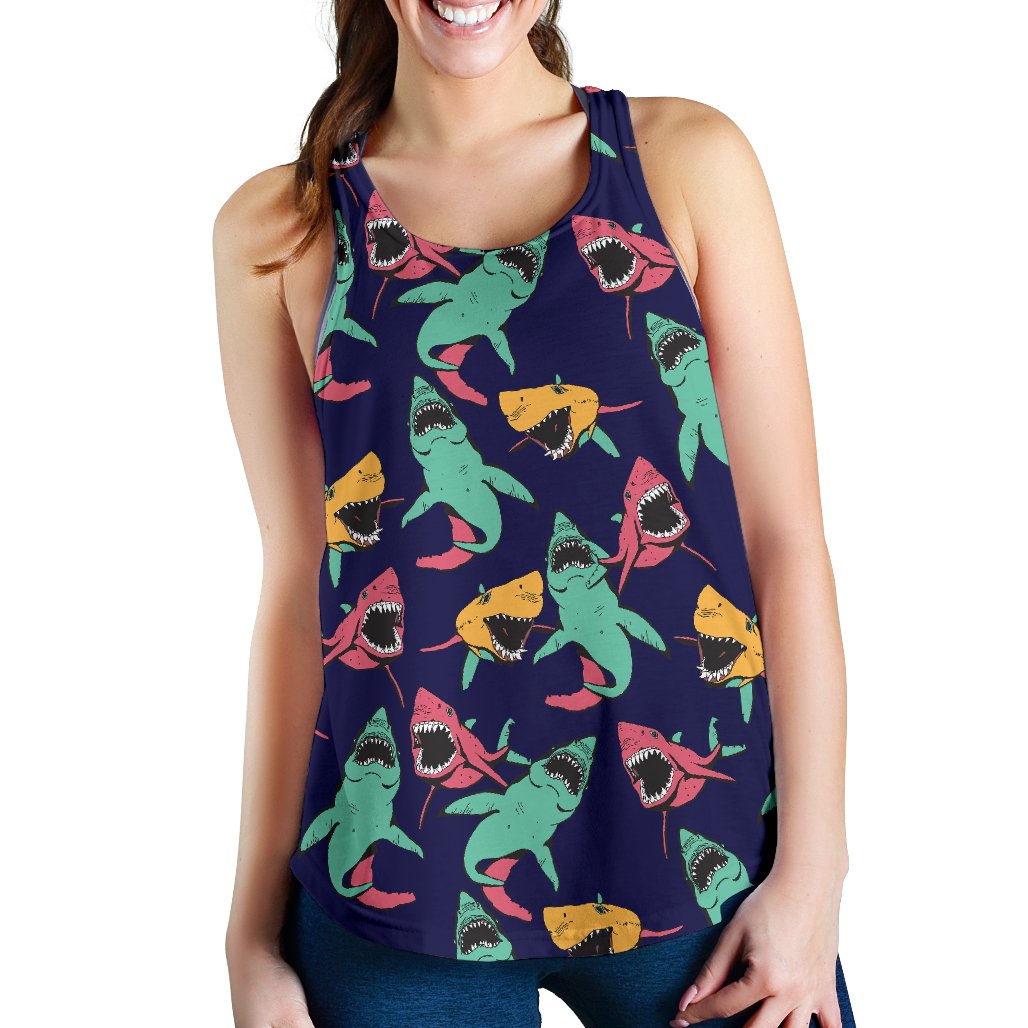 Shark Bite Pattern Women Racerback Tank Top