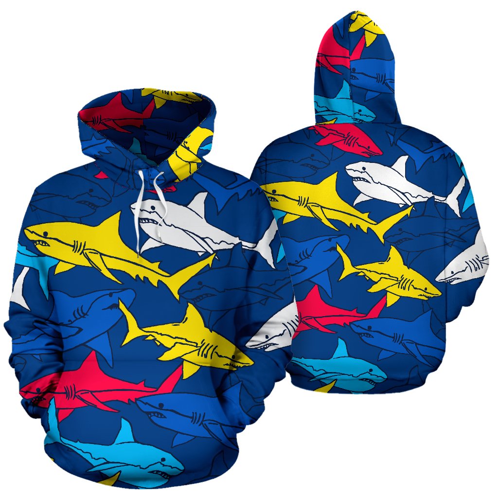 Shark Color Pattern All Over Print Hoodie