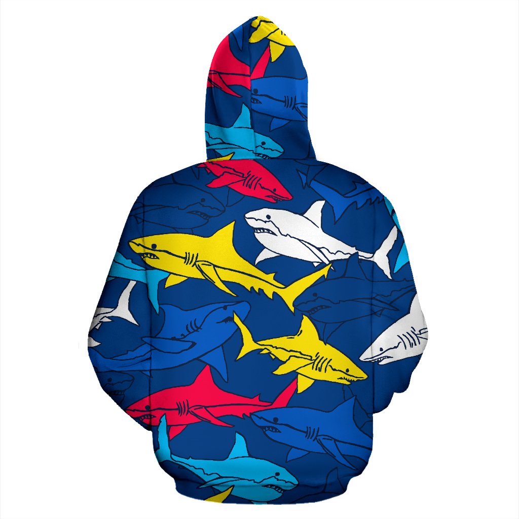 Shark Color Pattern All Over Zip Up Hoodie