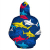 Shark Color Pattern All Over Zip Up Hoodie