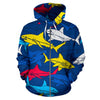 Shark Color Pattern All Over Zip Up Hoodie