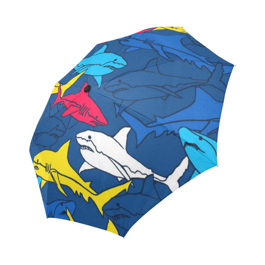 Shark Color Pattern Automatic Foldable Umbrella