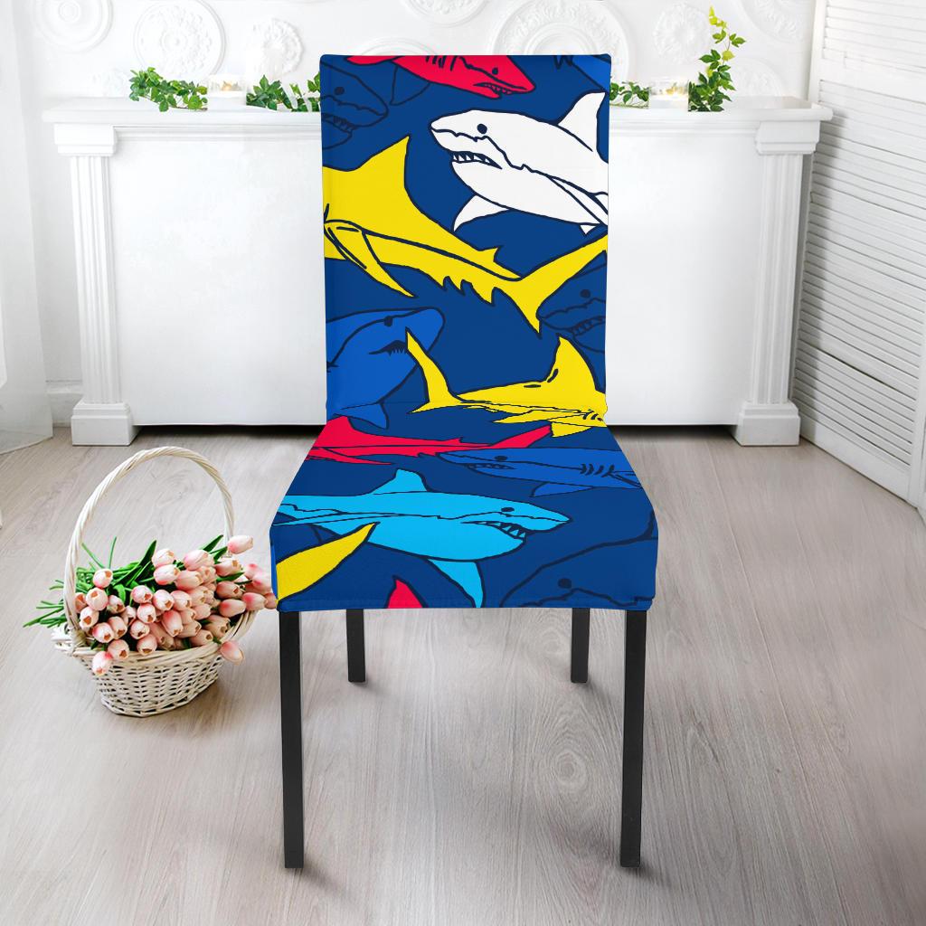 Shark Color Pattern Dining Chair Slipcover-JORJUNE.COM