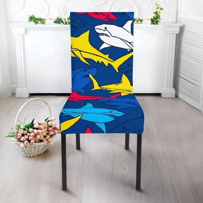 Shark Color Pattern Dining Chair Slipcover-JORJUNE.COM