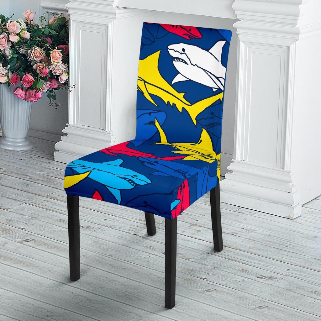 Shark Color Pattern Dining Chair Slipcover-JORJUNE.COM