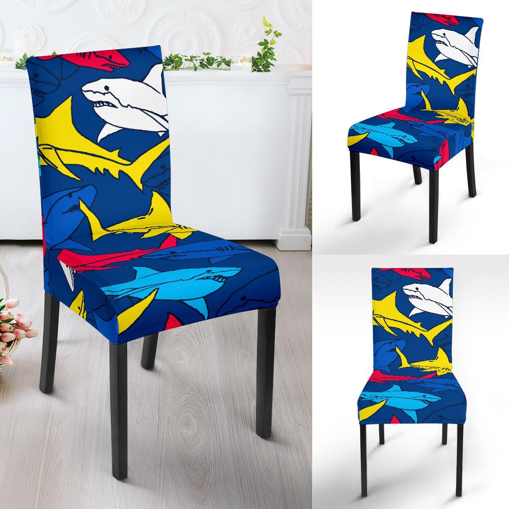 Shark Color Pattern Dining Chair Slipcover-JORJUNE.COM