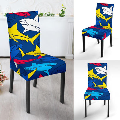Shark Color Pattern Dining Chair Slipcover-JORJUNE.COM