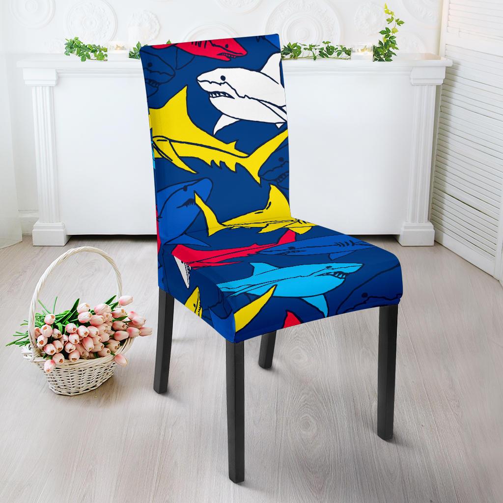 Shark Color Pattern Dining Chair Slipcover-JORJUNE.COM