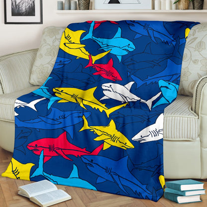 Shark Color Pattern Fleece Blanket