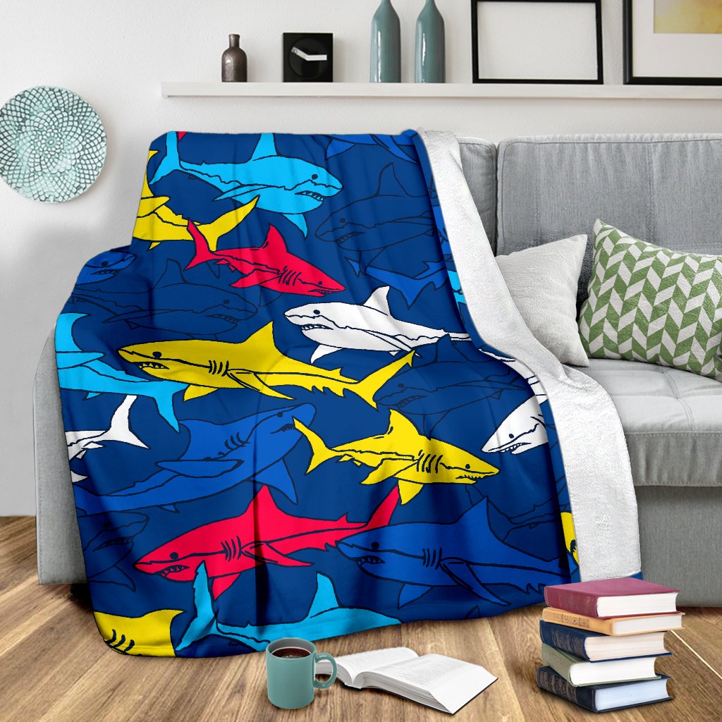 Shark Color Pattern Fleece Blanket