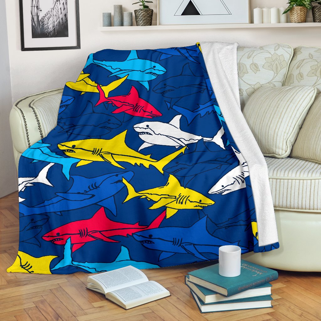 Shark Color Pattern Fleece Blanket