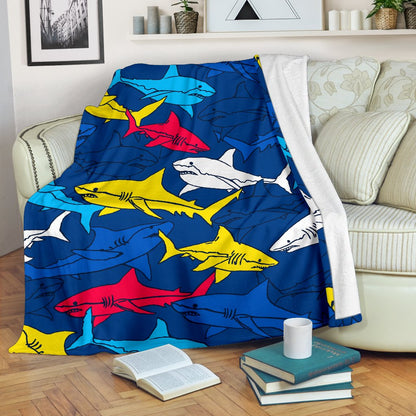 Shark Color Pattern Fleece Blanket