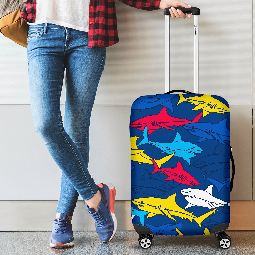 Shark Color Pattern Luggage Cover Protector