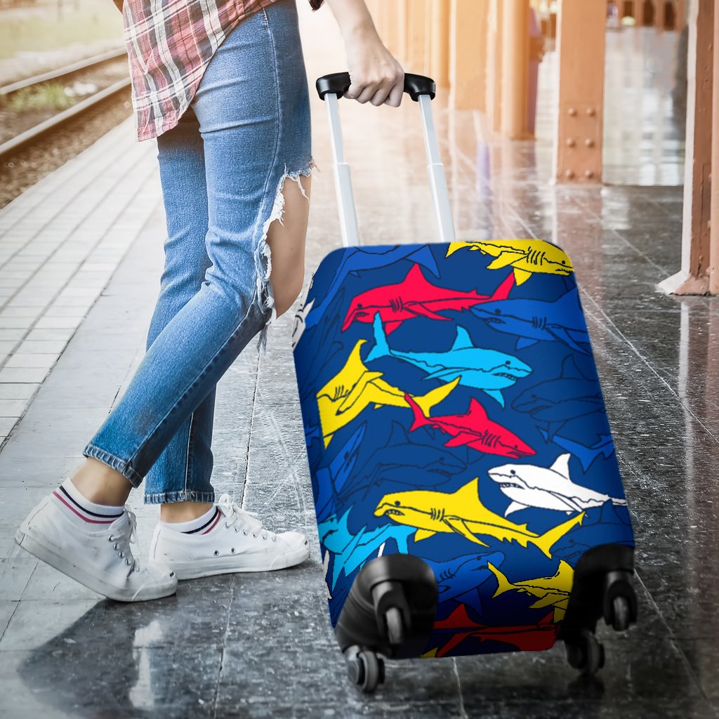 Shark Color Pattern Luggage Cover Protector