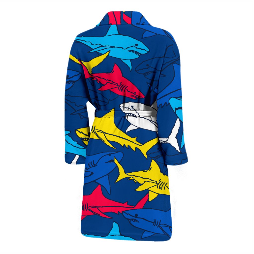 Shark Color Pattern Men Bath Robe