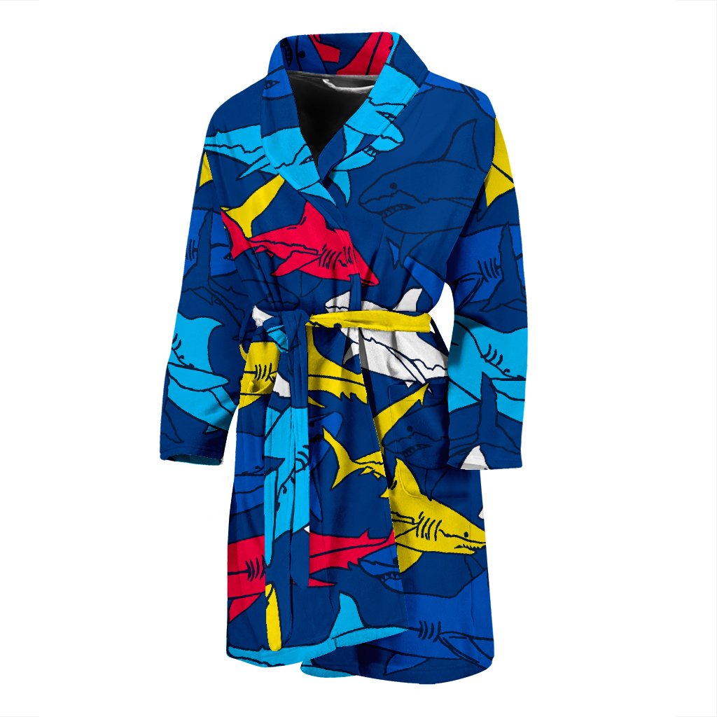Shark Color Pattern Men Bath Robe