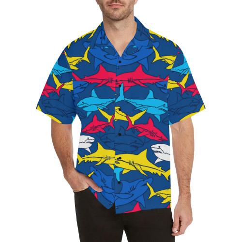 Shark Color Pattern Men Hawaiian Shirt